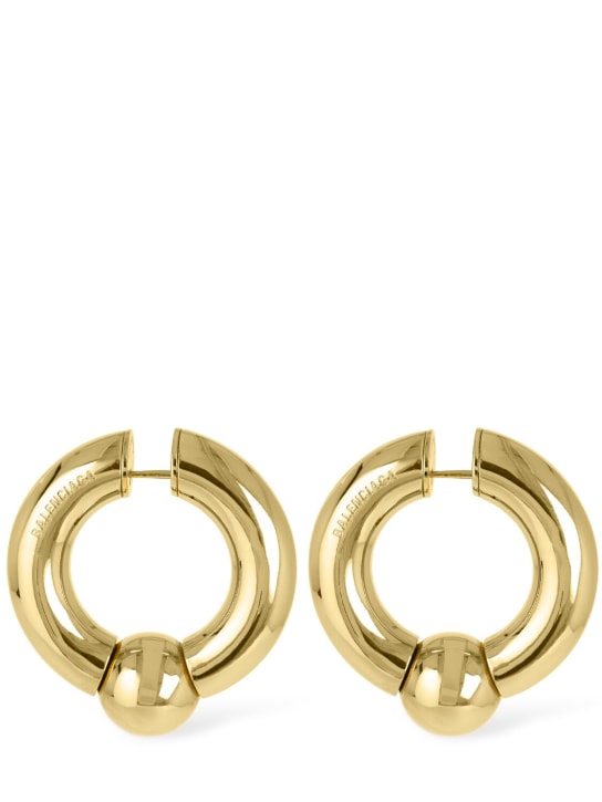 Balenciaga: Mega brass earrings - Altın Rengi - women_0 | Luisa Via Roma