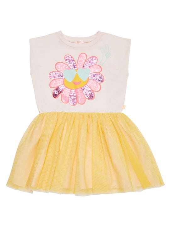 Billieblush: Cotton jersey & tulle dress - Pembe/Renkli - kids-girls_0 | Luisa Via Roma
