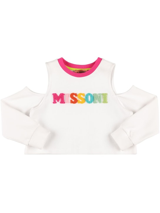 Missoni: Cotton logo sweatshirt - Beyaz - kids-girls_0 | Luisa Via Roma