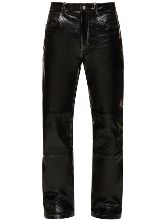 Marine Serre: Moon leather wide leg pants - Black - men_0 | Luisa Via Roma