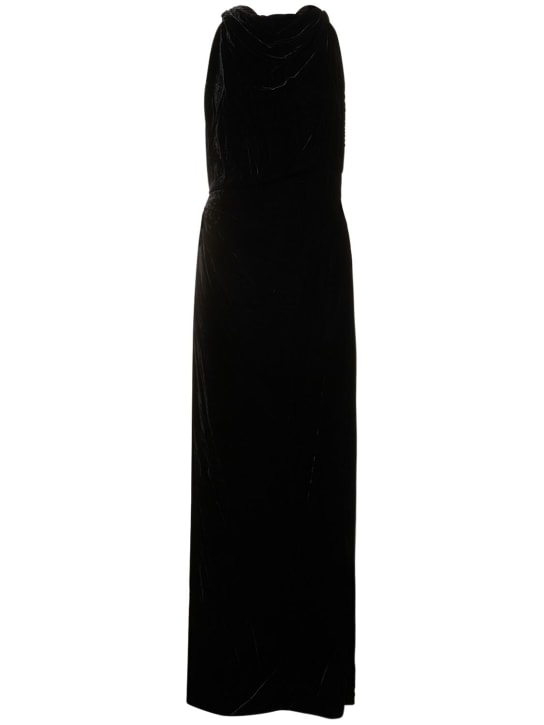 Proenza Schouler: Maxi velvet halter dress - Black - women_0 | Luisa Via Roma
