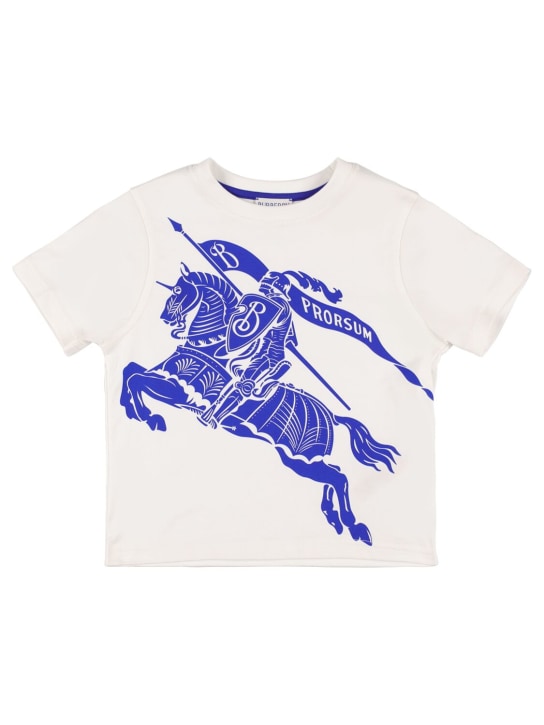 Burberry: Printed cotton jersey t-shirt - White/Blue - kids-boys_0 | Luisa Via Roma