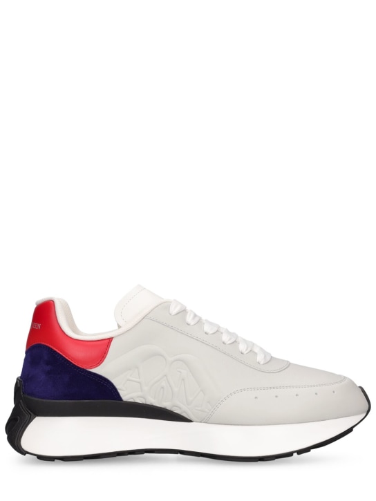 Alexander McQueen: Sprint Runner leather sneakers - White/Multi - men_0 | Luisa Via Roma