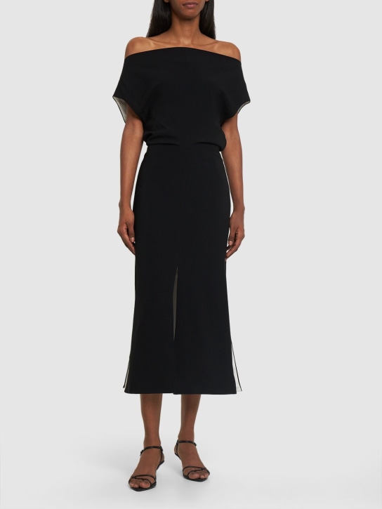Proenza Schouler: Rosa adjustable crepe midi dress - Black - women_1 | Luisa Via Roma