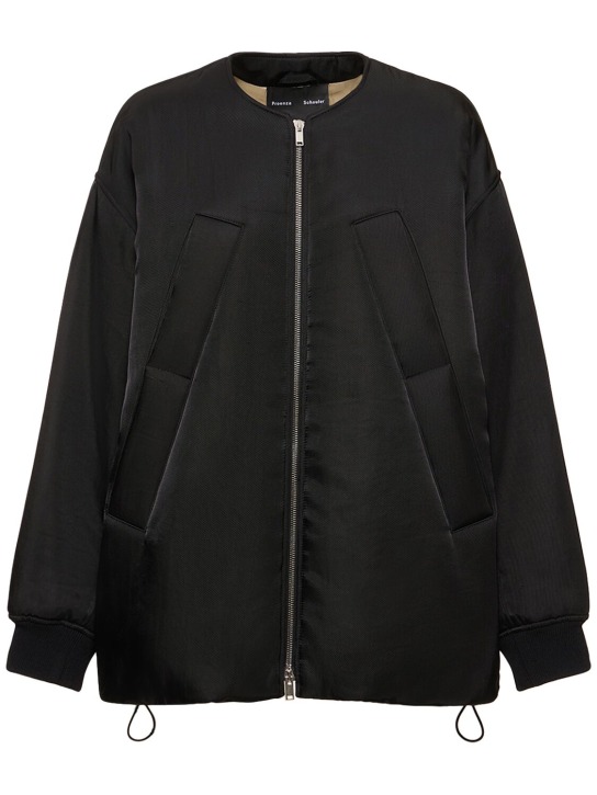 Proenza Schouler: Ray nylon twill bomber jacket w/ zip - Black - women_0 | Luisa Via Roma