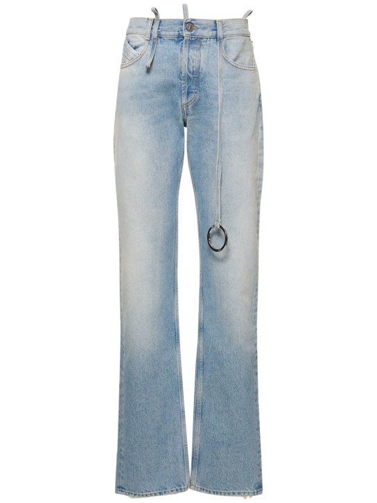 The Attico: Jeans rectos de denim con anillo - Azul Claro - women_0 | Luisa Via Roma