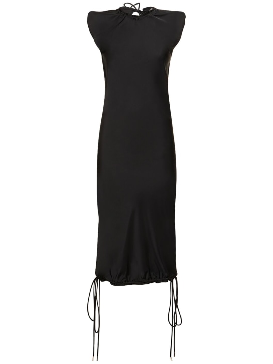 The Attico: Double satin sleeveless midi dress - Black - women_0 | Luisa Via Roma