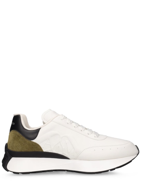 Alexander McQueen: Sprint Runner leather sneakers - Beyaz - men_0 | Luisa Via Roma