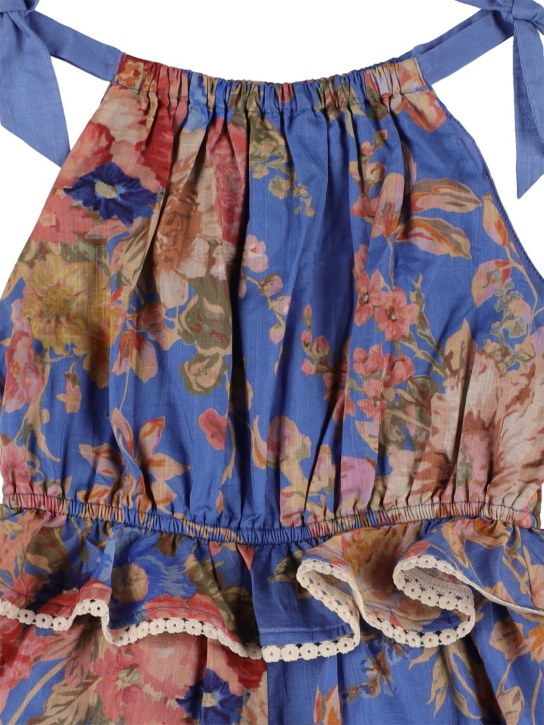 Zimmermann: Kleid aus Baumwollmusselin mit Blumendruck - Blau/Bunt - kids-girls_1 | Luisa Via Roma