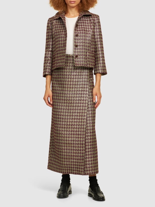 Maria de la Orden: Ségur lamè houndstooth midi skirt - Multicolor - women_1 | Luisa Via Roma