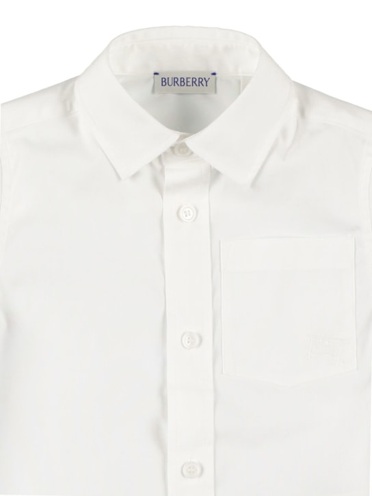 Burberry: Camicia in popeline di cotone con logo - Bianco - kids-boys_1 | Luisa Via Roma