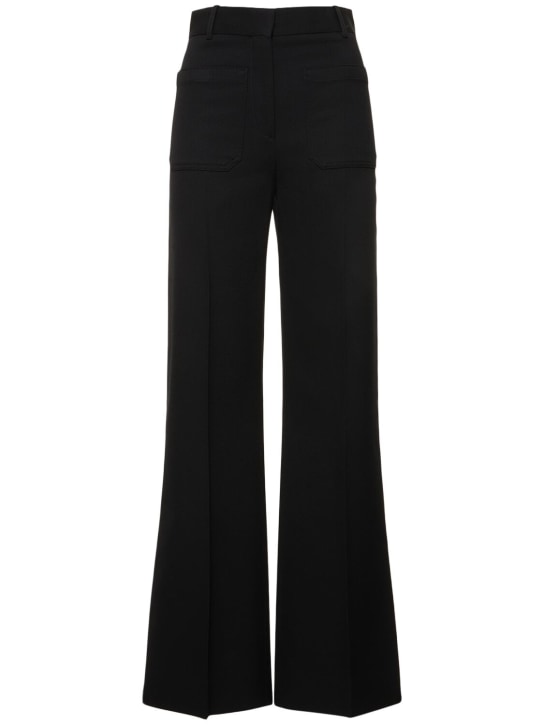 Victoria Beckham: Alina wool blend flared pants - Black - women_0 | Luisa Via Roma