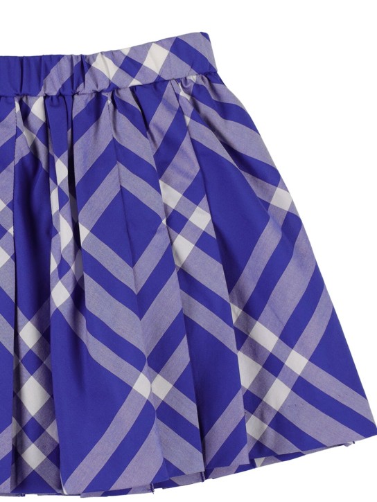 Burberry: Falda de algodón a cuadros - Azul/Blanco - kids-girls_1 | Luisa Via Roma