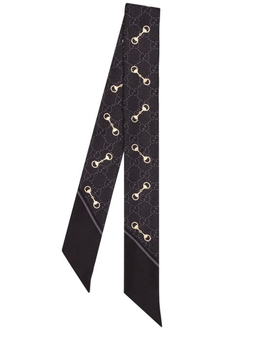 Gucci: Krawattenschal aus Seide mit GG-Druck - women_0 | Luisa Via Roma