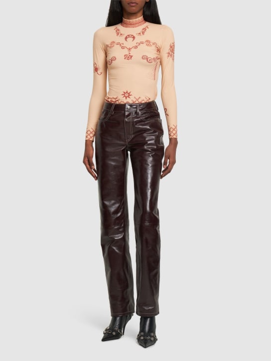 Marine Serre: Leather straight pants - Rd70 - women_1 | Luisa Via Roma