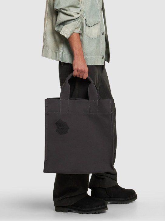 Objects Iv Life: Logo cotton canvas tote bag - Grey - men_1 | Luisa Via Roma