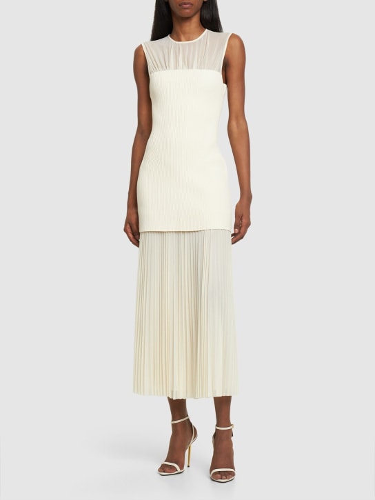 Proenza Schouler: Niki pleated satin & knit midi dress - women_1 | Luisa Via Roma
