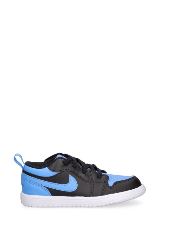 Nike: Sneakers aus Leder "Jordan 1" - Blau /Schwarz - kids-girls_0 | Luisa Via Roma