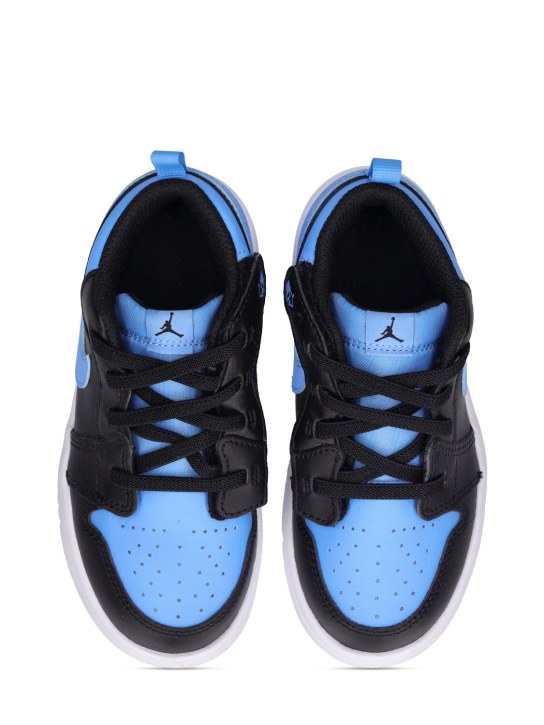 Nike: Sneakers aus Leder "Jordan 1" - Blau /Schwarz - kids-girls_1 | Luisa Via Roma