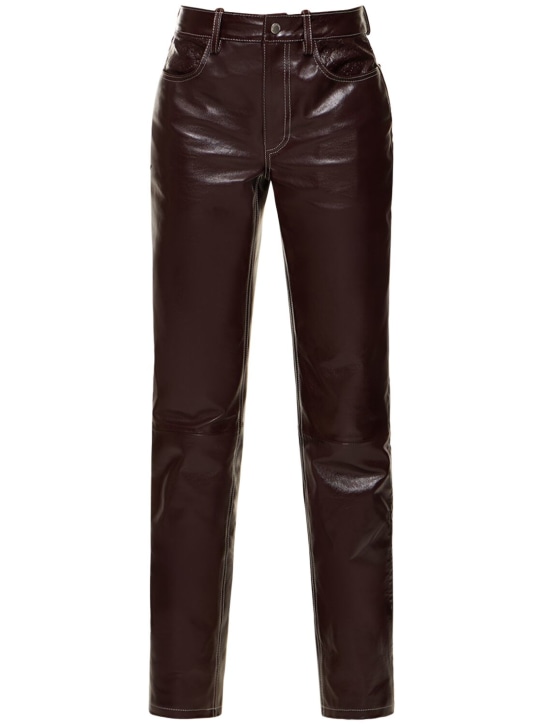 Marine Serre: Leather straight pants - Rd70 - women_0 | Luisa Via Roma