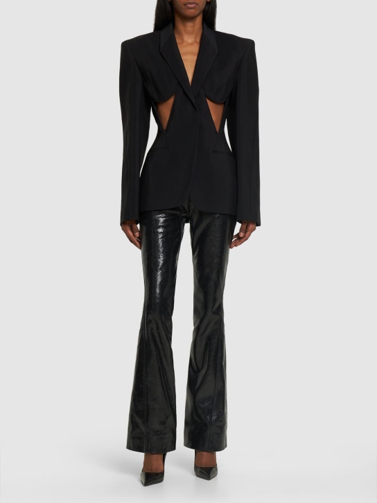 MUGLER: Viscose twill fitted cutout jacket - Siyah - women_1 | Luisa Via Roma