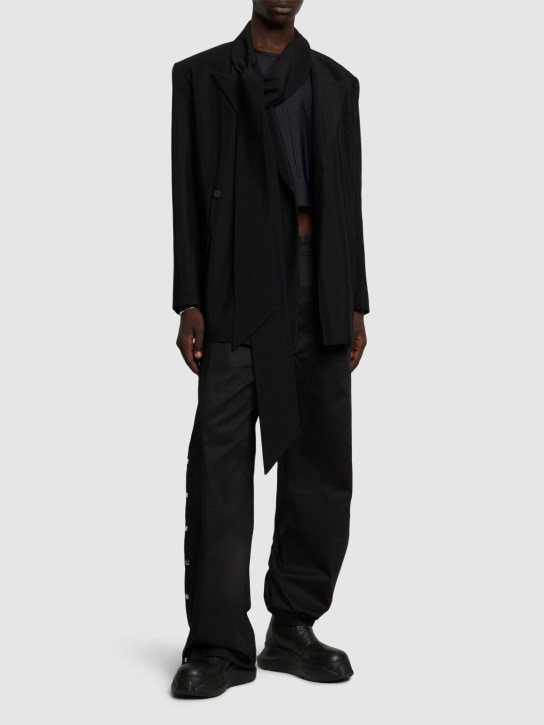 MUGLER: 双排扣粘胶纤维&羊毛夹克 - 黑色 - men_1 | Luisa Via Roma
