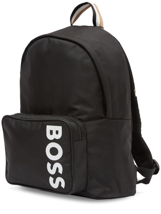 Boss: Logo nylon backpack - Black - kids-boys_1 | Luisa Via Roma