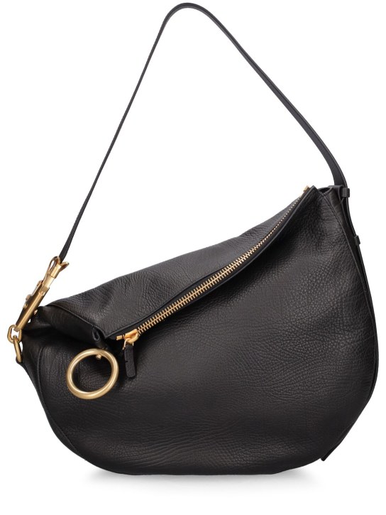 Burberry: Medium Knight grained leather bag - Nero - women_0 | Luisa Via Roma