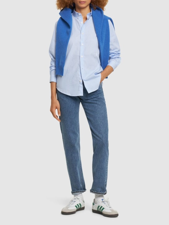 Sporty & Rich: Camisa de algodón con bordado - Light Blue - women_1 | Luisa Via Roma