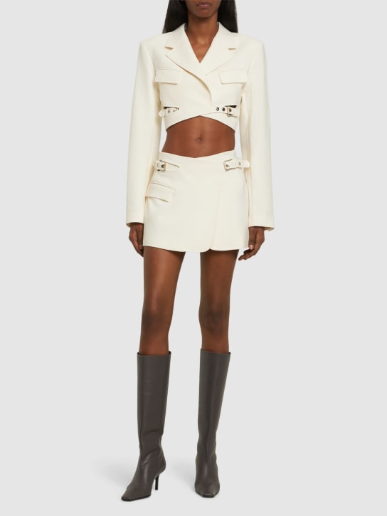 Dion Lee: Compact wool blend interlock mini skirt - Natural - women_1 | Luisa Via Roma