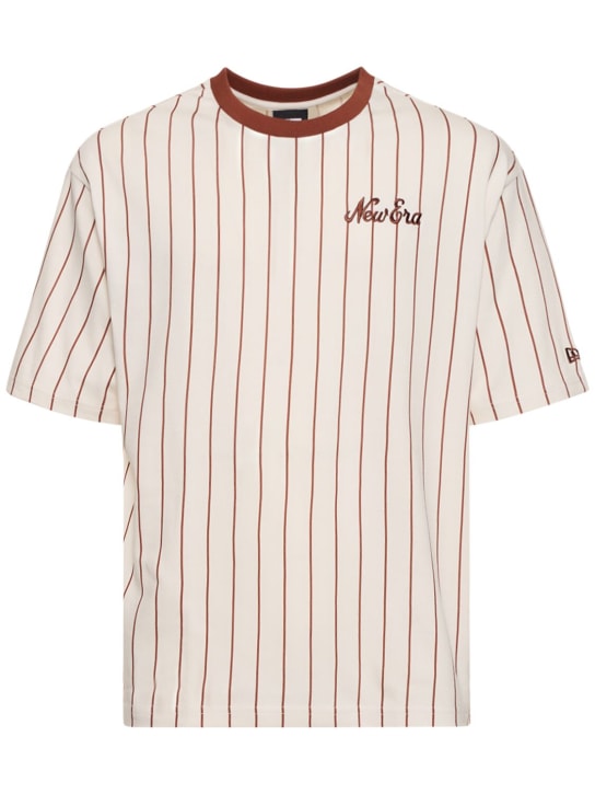 New Era: T-shirt en coton à fines rayures New Era - Blanc/Rouge - men_0 | Luisa Via Roma