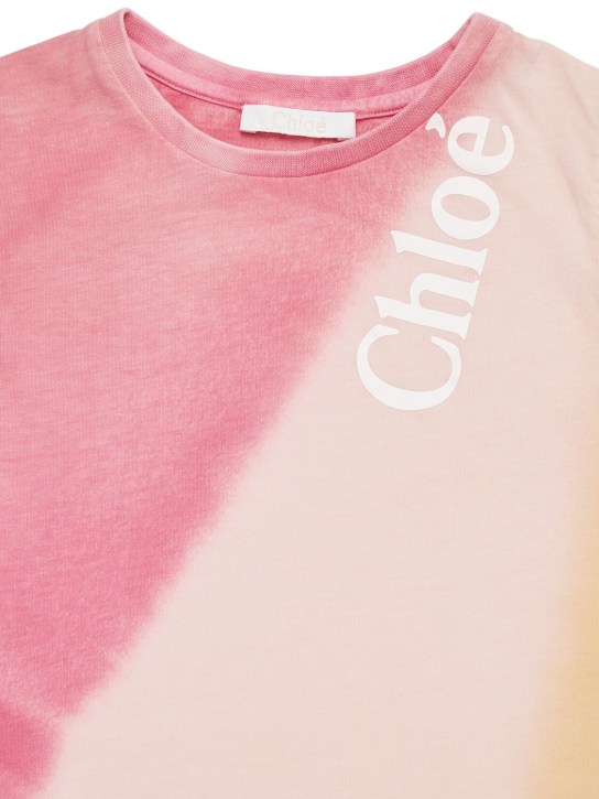 Chloé: 로고 코튼 저지 티셔츠 - 멀티컬러 - kids-girls_1 | Luisa Via Roma