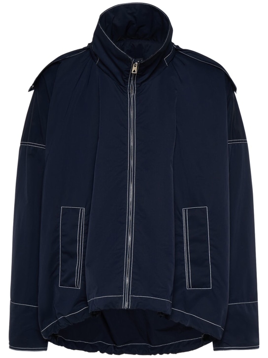 Bottega Veneta: Tech nylon hooded jacket - Lacivert - men_0 | Luisa Via Roma