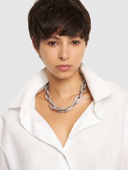 Jimmy Choo: Diamond effect collar necklace - Silver - women_1 | Luisa Via Roma