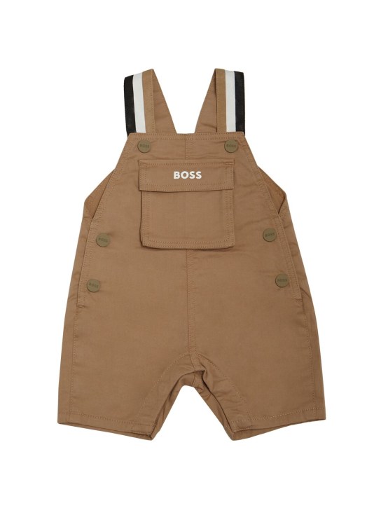 Boss: Cotton twill overalls - Beige - kids-boys_0 | Luisa Via Roma