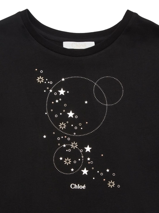Chloé: Camiseta de algodón jersey - Negro - kids-girls_1 | Luisa Via Roma