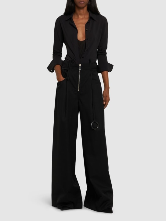 The Attico: Gabardine pence zip-up wide pants - Black - women_1 | Luisa Via Roma