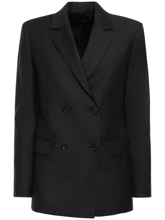 Theory: Double breasted wool jacket - Charcoal - women_0 | Luisa Via Roma