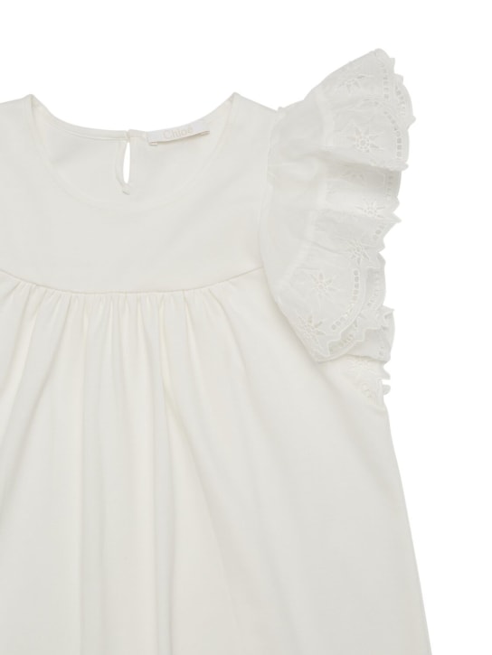 Chloé: Vestito in cotone - Off-White - kids-girls_1 | Luisa Via Roma