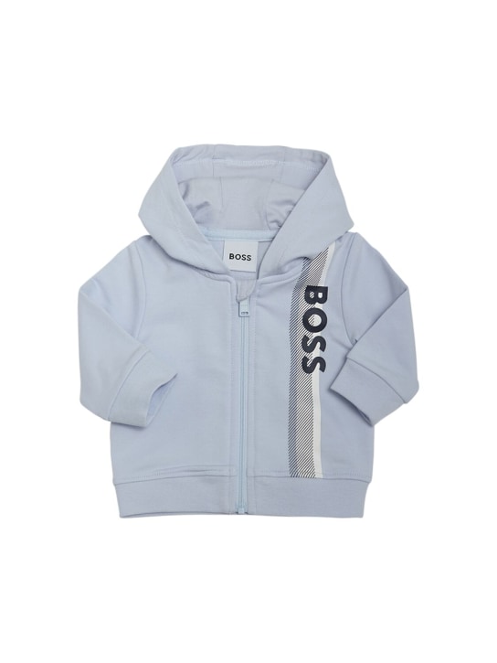 Boss: Jersey t-shirt, hoodie & sweatpants - Light Blue - kids-boys_1 | Luisa Via Roma