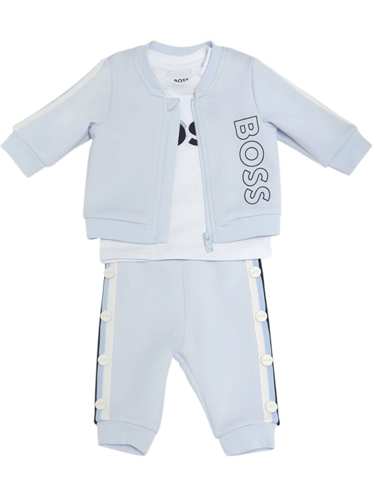 Boss: Pantalones, sudadera y camiseta de jersey - Azul Claro - kids-boys_0 | Luisa Via Roma
