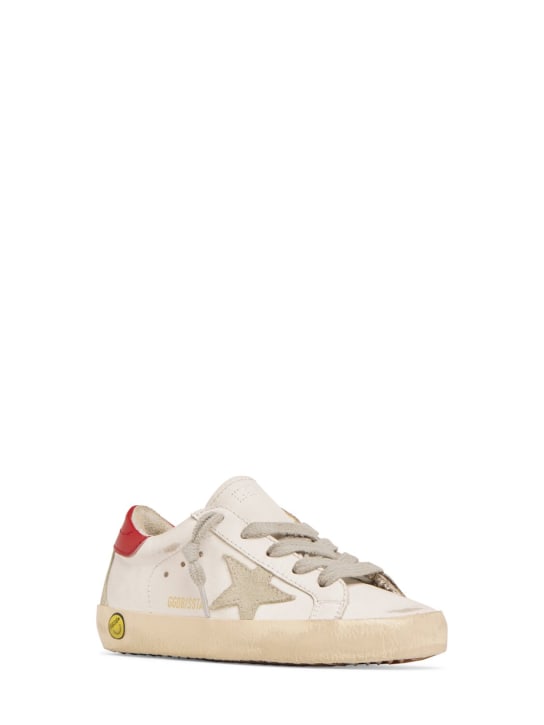 Golden Goose: Super-star leather lace-up sneakers - White - kids-boys_1 | Luisa Via Roma