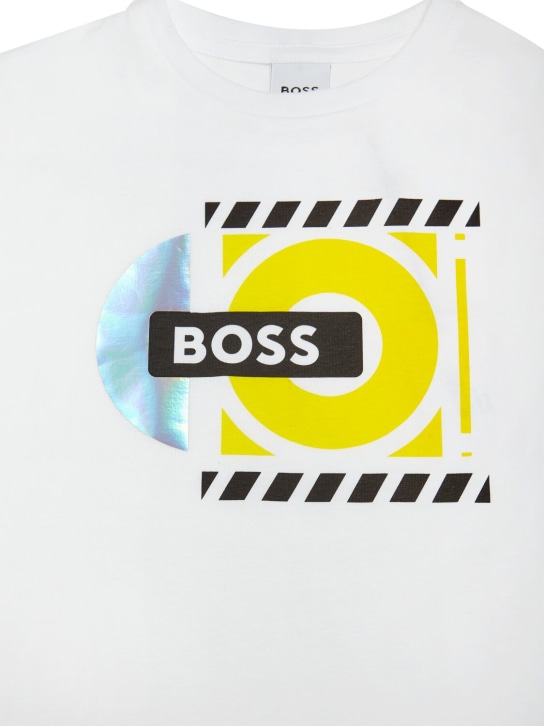 Boss: Printed cotton jersey t-shirt - White - kids-boys_1 | Luisa Via Roma