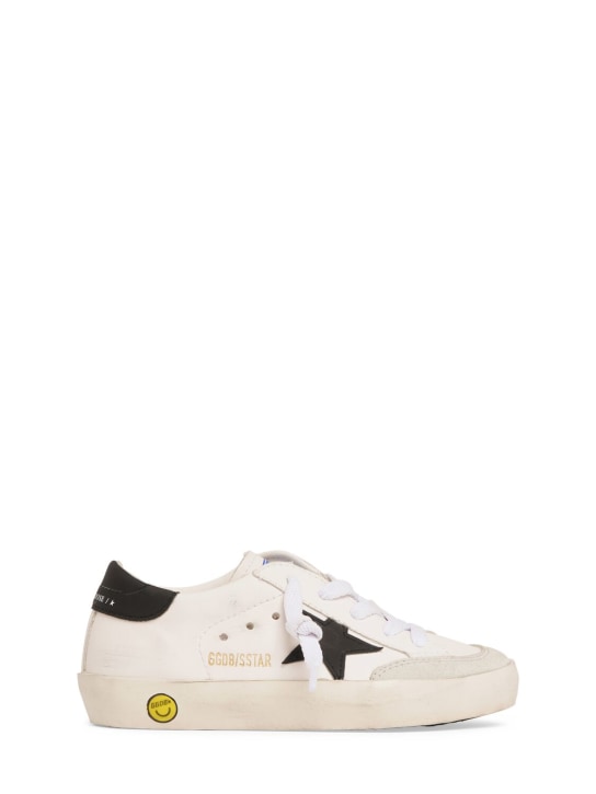 Golden Goose: Super Star canvas lace-up sneakers - White/Black - kids-girls_0 | Luisa Via Roma