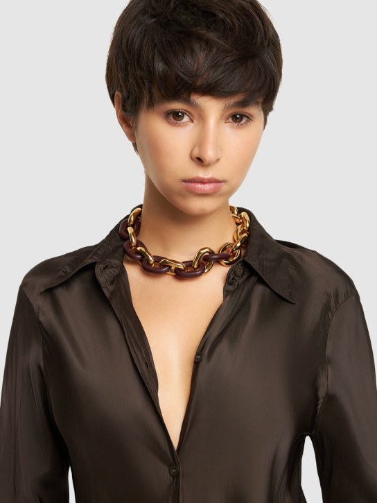 Rabanne: Collar con eslabones de piel XL - women_1 | Luisa Via Roma