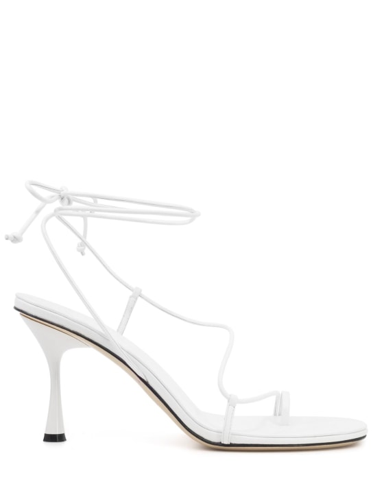 Studio Amelia: 90mm hohe Zehensteg-Sandaletten aus Leder „Emily“ - Weiß - women_0 | Luisa Via Roma