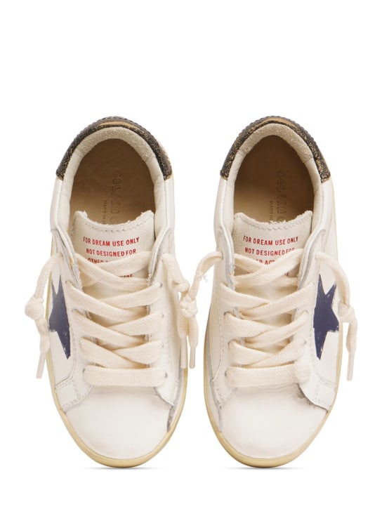 Golden Goose: Super-Star皮革系带运动鞋 - 白色/深蓝色 - kids-girls_3 | Luisa Via Roma