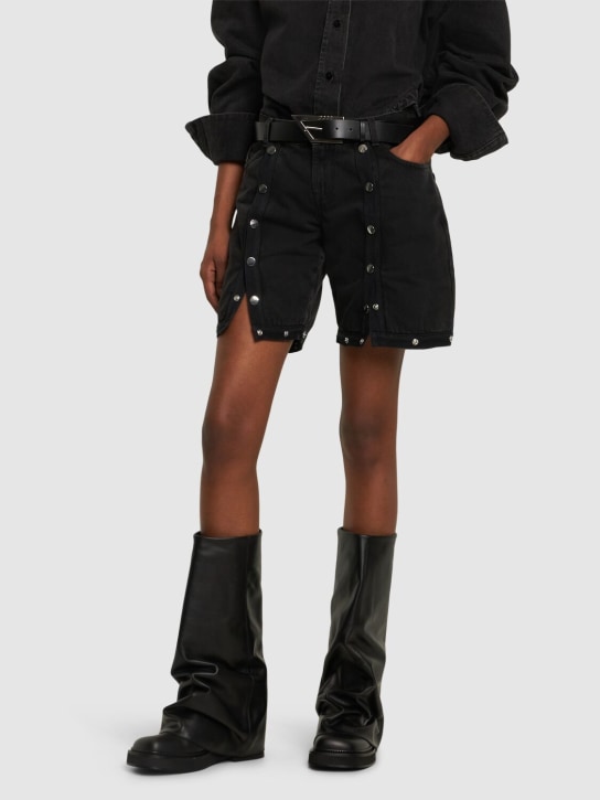 The Attico: 30mm Robin leather combat boots - Siyah - women_1 | Luisa Via Roma