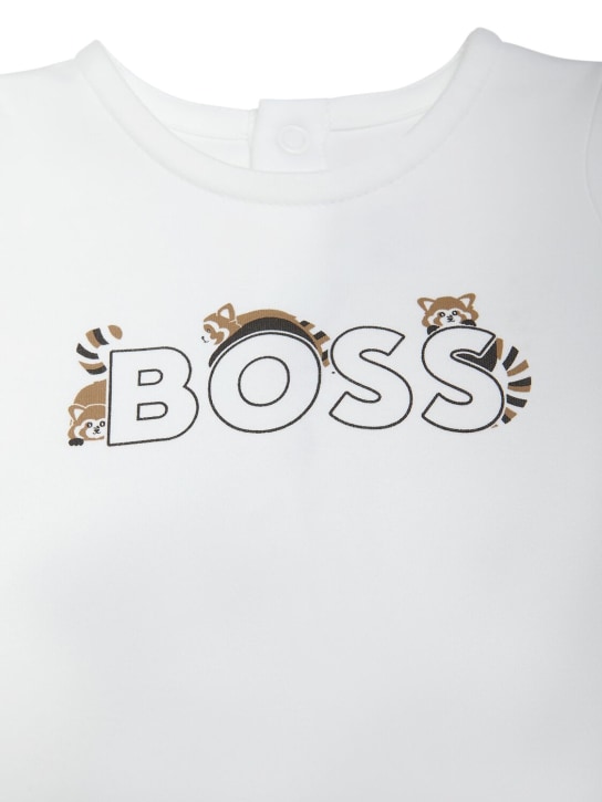 Boss: Pelele y gorro de algodón interlock - Blanco - kids-boys_1 | Luisa Via Roma