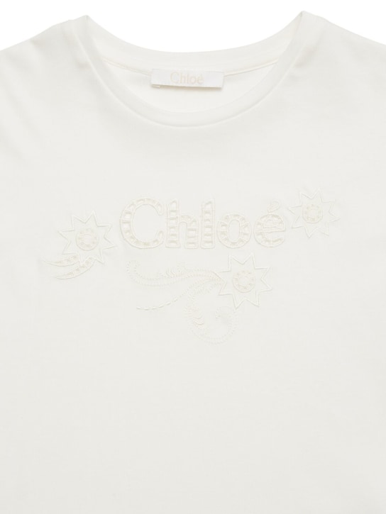 Chloé: Camiseta de algodón jersey - Off-White - kids-girls_1 | Luisa Via Roma